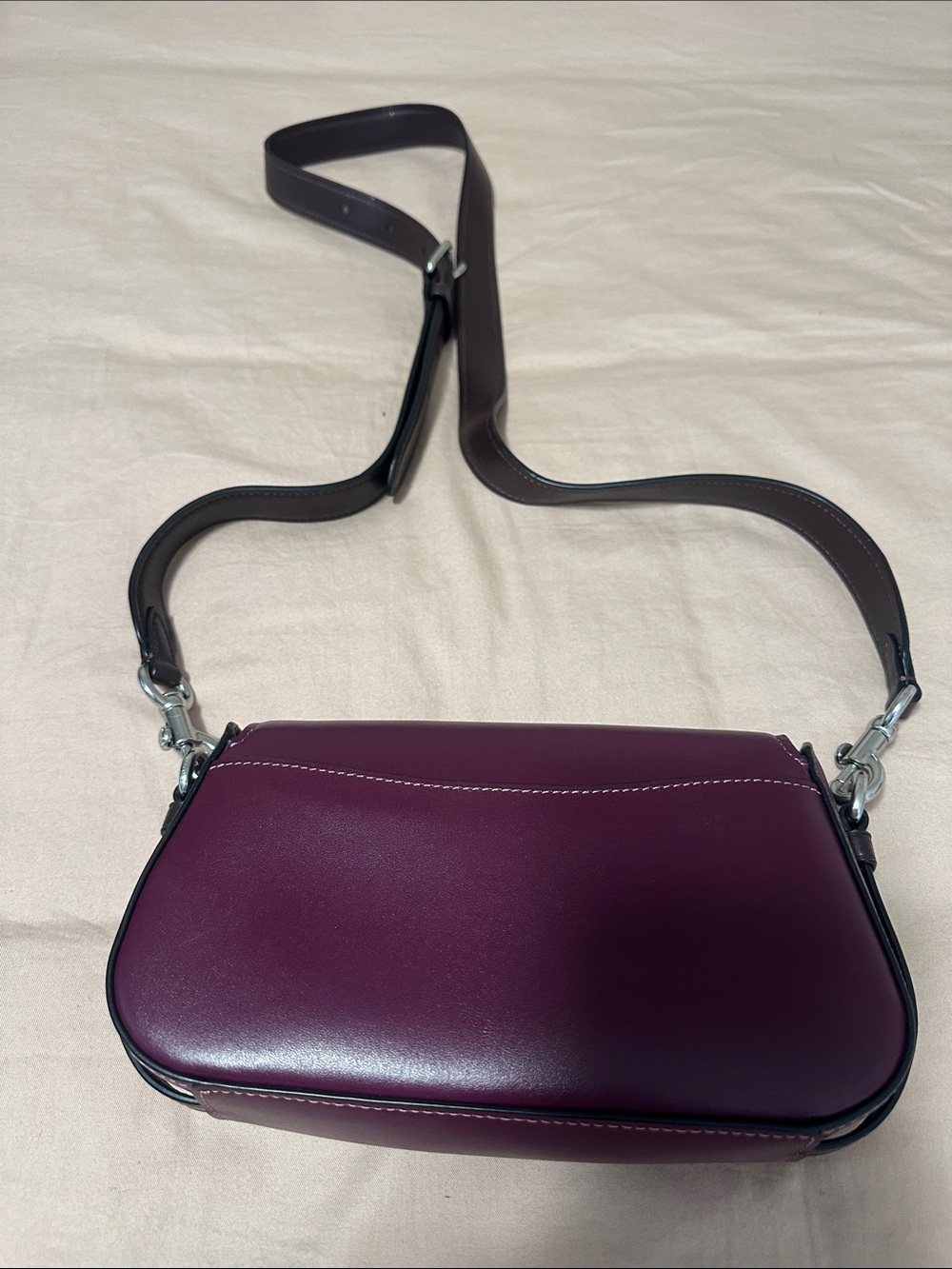 Coach Plum Leather Turnlock Crossbody with Brown Strap - Picture 2 of 10